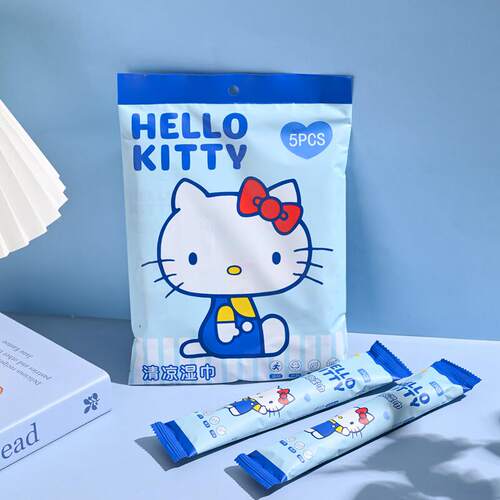蓝KT三丽鸥家族清凉湿巾 三丽鸥正版凯蒂猫迷你小包便携装擦手巾