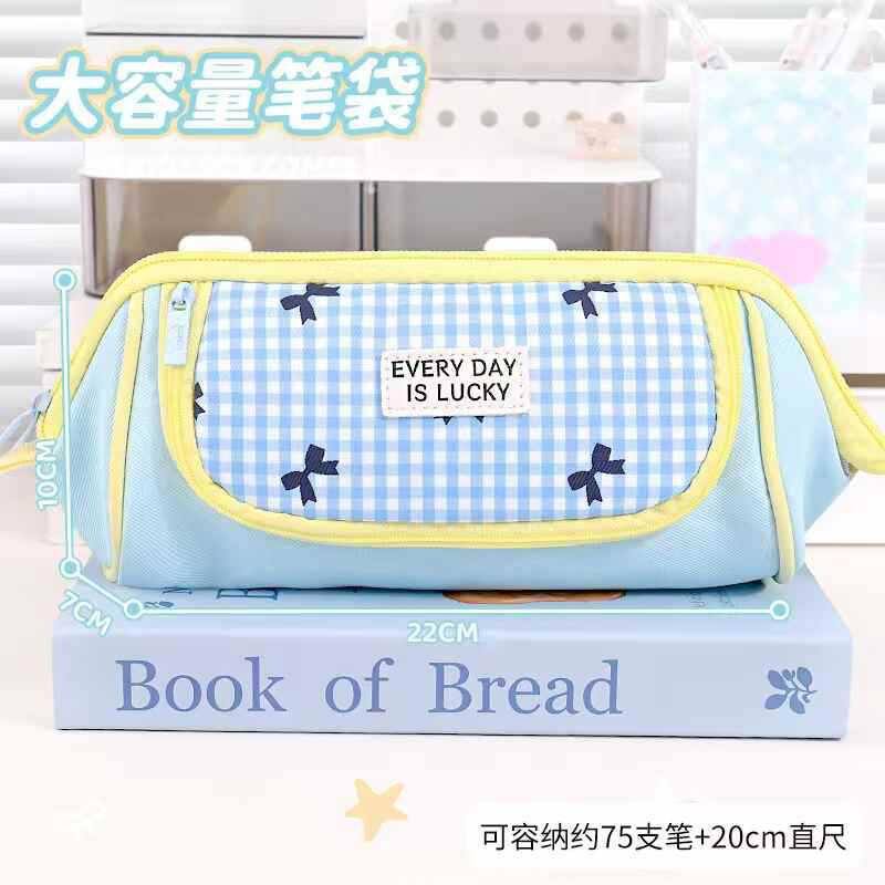 大容量ins风格纹笔袋学生党高颜值文具收纳袋多功能铅笔袋
