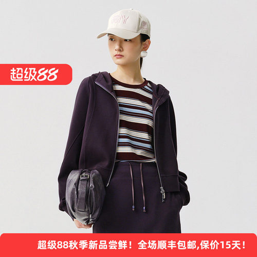 棉质连帽拉链休闲运动风女短外套