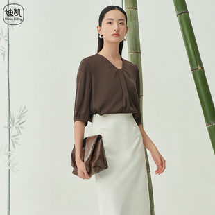 新款 迪凯夏季 百搭休闲气质上衣女通勤日常T恤 Kidny Distin