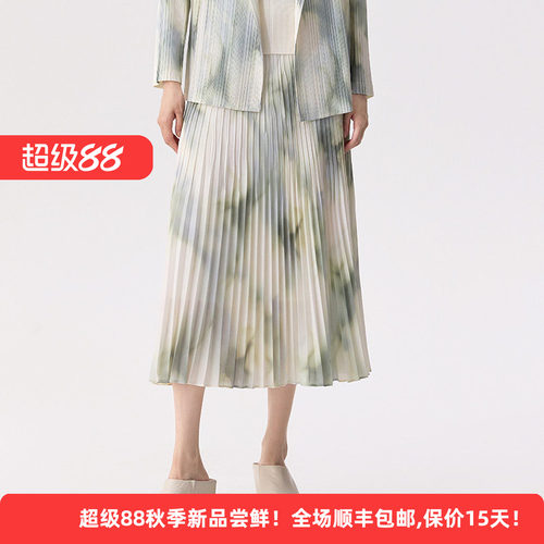 艺术印花百褶文艺女装套装半身裙