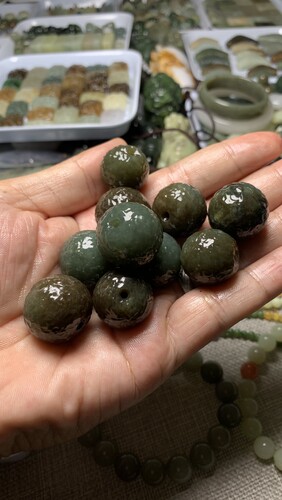 天然和田玉新疆糖料锤纹橘皮纹雷击纹圆珠子单珠吊坠文玩配饰diy