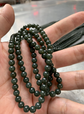 天然和田玉新疆且末深蓝卡6多圈108吊坠挂件手机链手链坠链手链