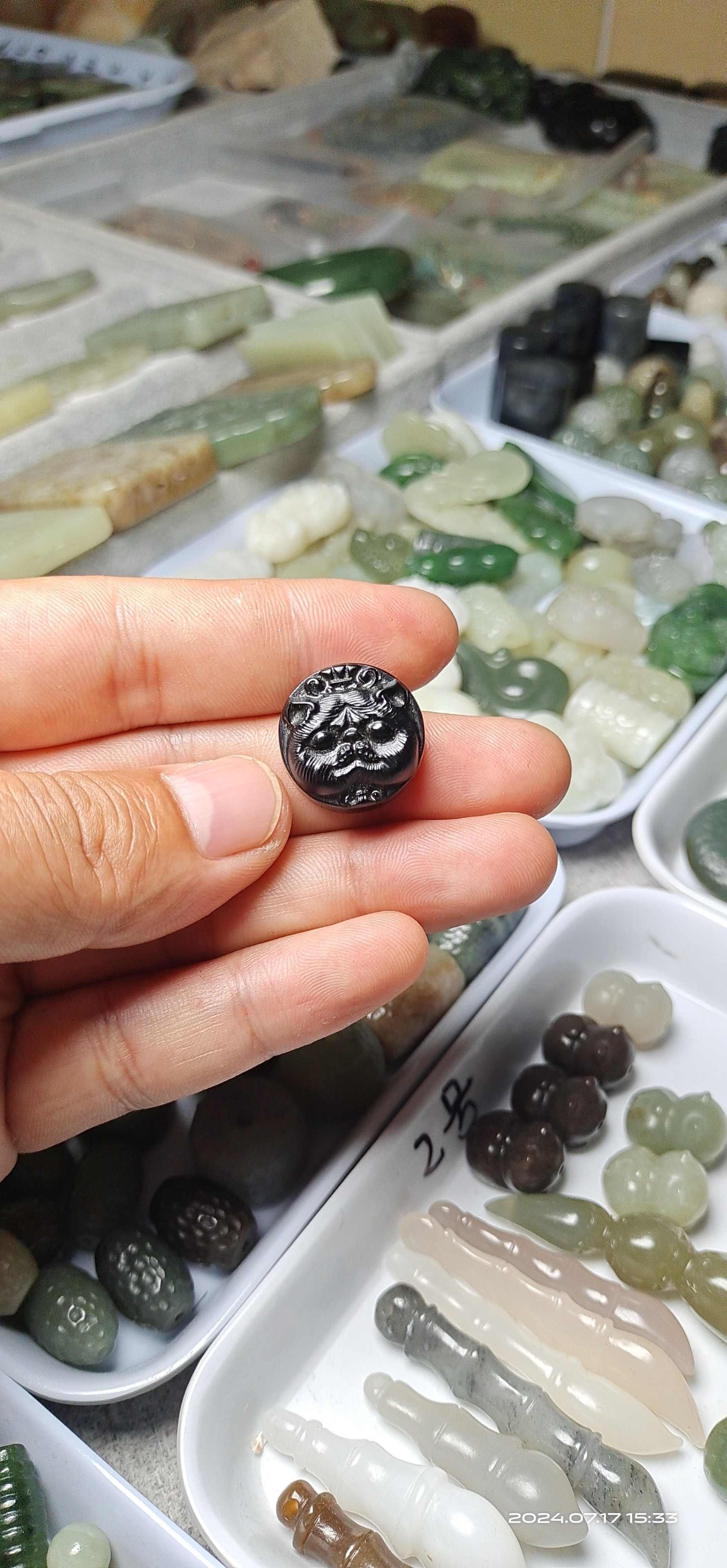 天然和田玉墨玉小圆牌单面加菲猫牌手牌吊坠挂件毛衣链手链卡20