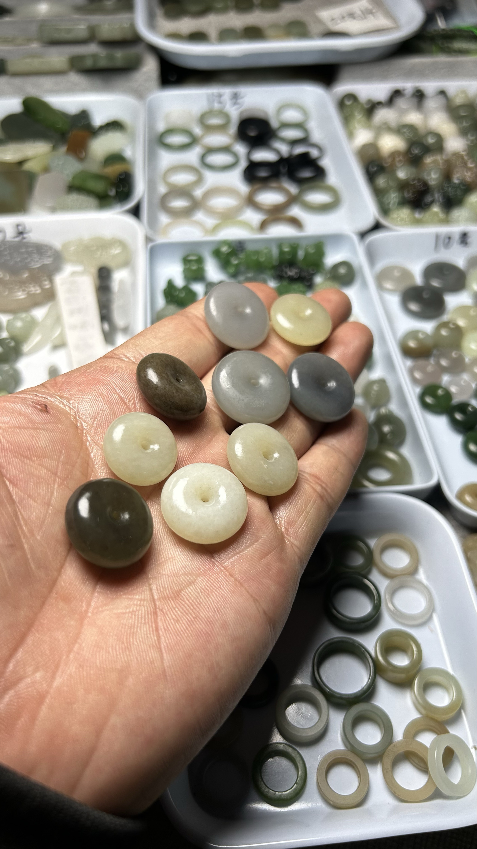 天然和田玉大平安扣烟紫晴水糖料且末蓝扣子吊坠挂件手机链圆饼