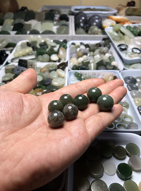 天然和田玉新疆且末蓝青海料单珠卡16.18散珠子糖料黄口烟紫手链