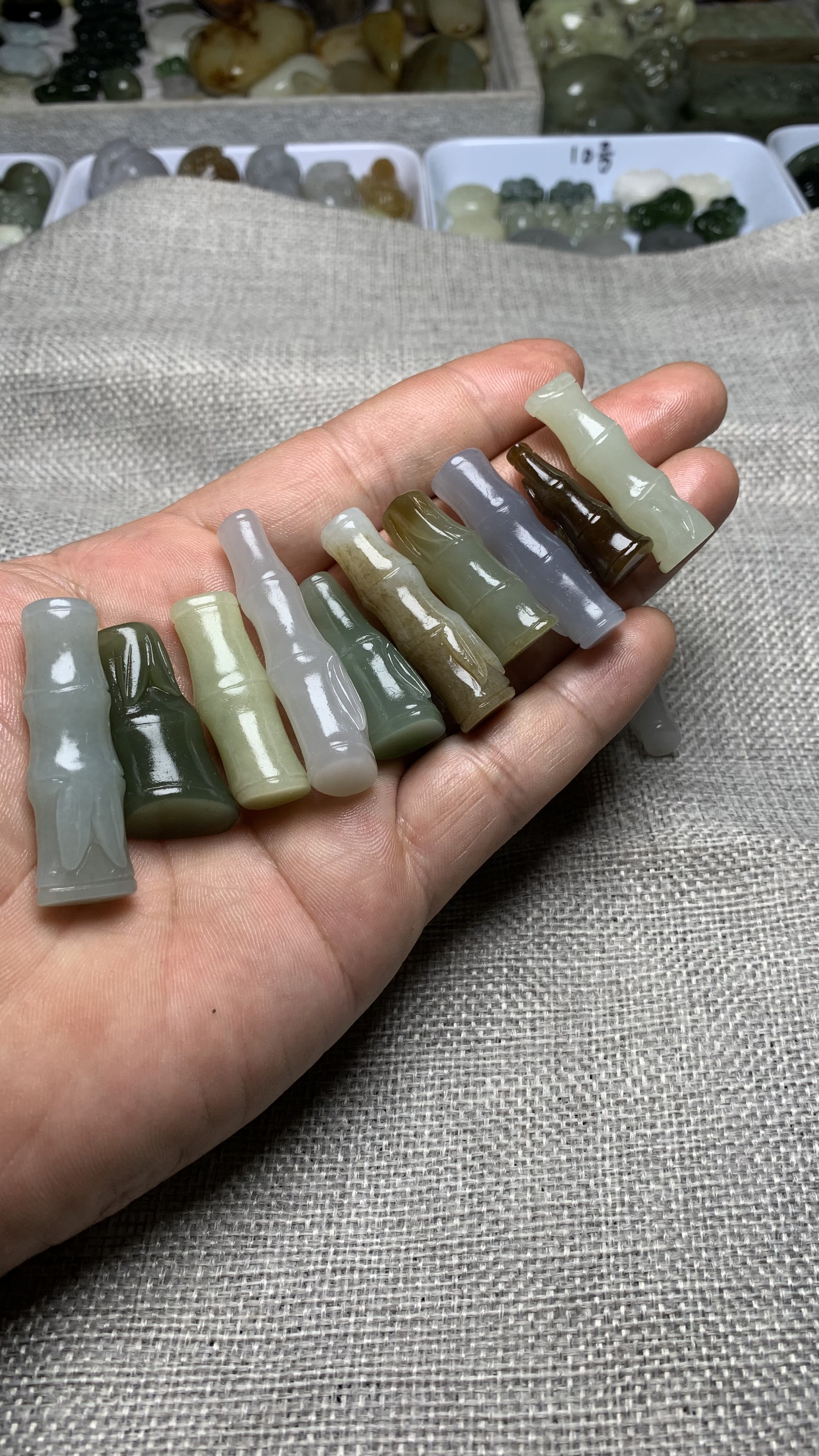 天然和田玉立体手工竹节竹子节节高吊坠挂件手链diy提溜礼物女友