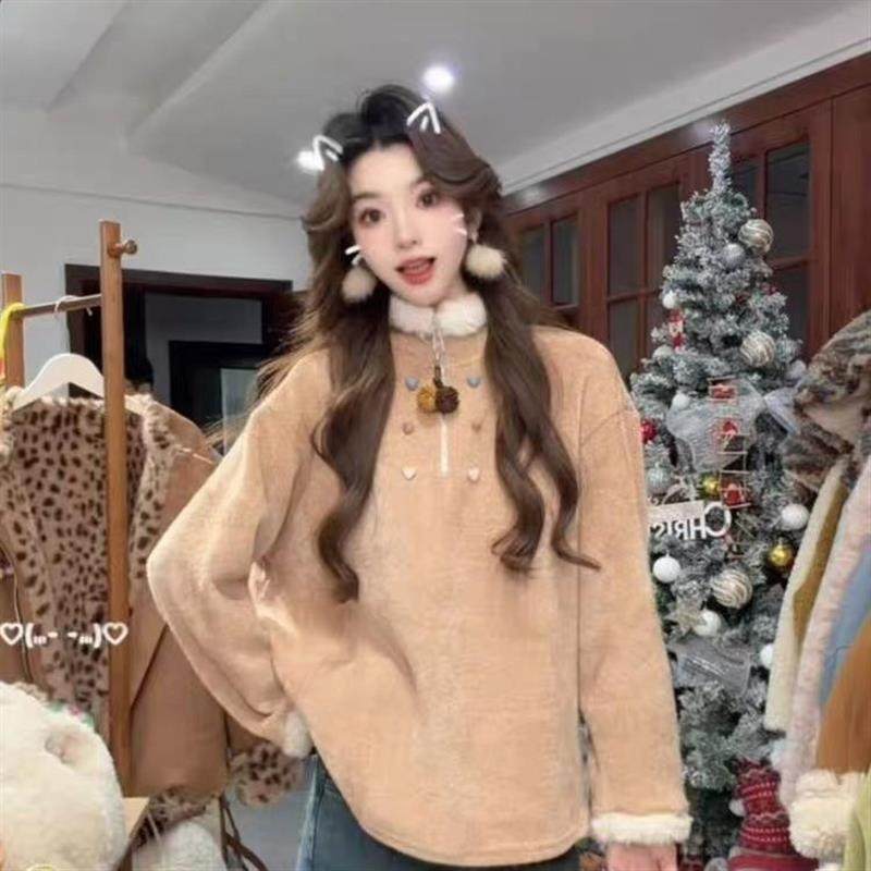 大码胖mm韩系撞色拼接保暖加厚卫衣女装秋冬季宽松显瘦慵懒风上衣,女装/女士精品,时尚套装,淘宝优惠券,粉丝福利购,淘宝优惠卷