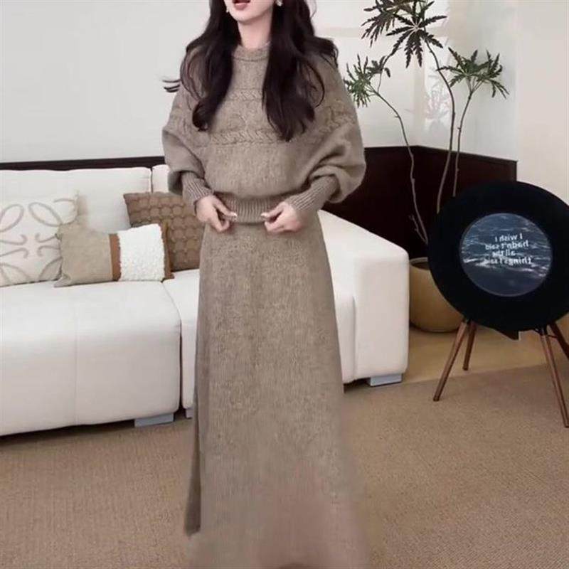 法式气质针织套装女秋冬长袖修身显瘦高级感上衣+半身长裙两件套,女装/女士精品,时尚套装,淘宝优惠券,粉丝福利购,淘宝优惠卷