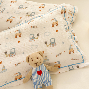 A类全棉皱皱双层纱儿童枕套婴幼儿幼儿园纯棉枕头套30X50cm35X55