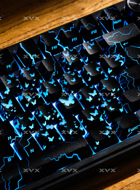 XVX黑蝴蝶键帽爱心增补银色白色透光IMD磁轴机械键盘无刻通用EZ63