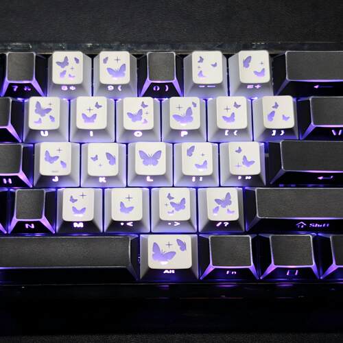 夜魔rog白色蝴蝶爱心侧刻字符透光键帽原厂高度ace75心形EV63/G87