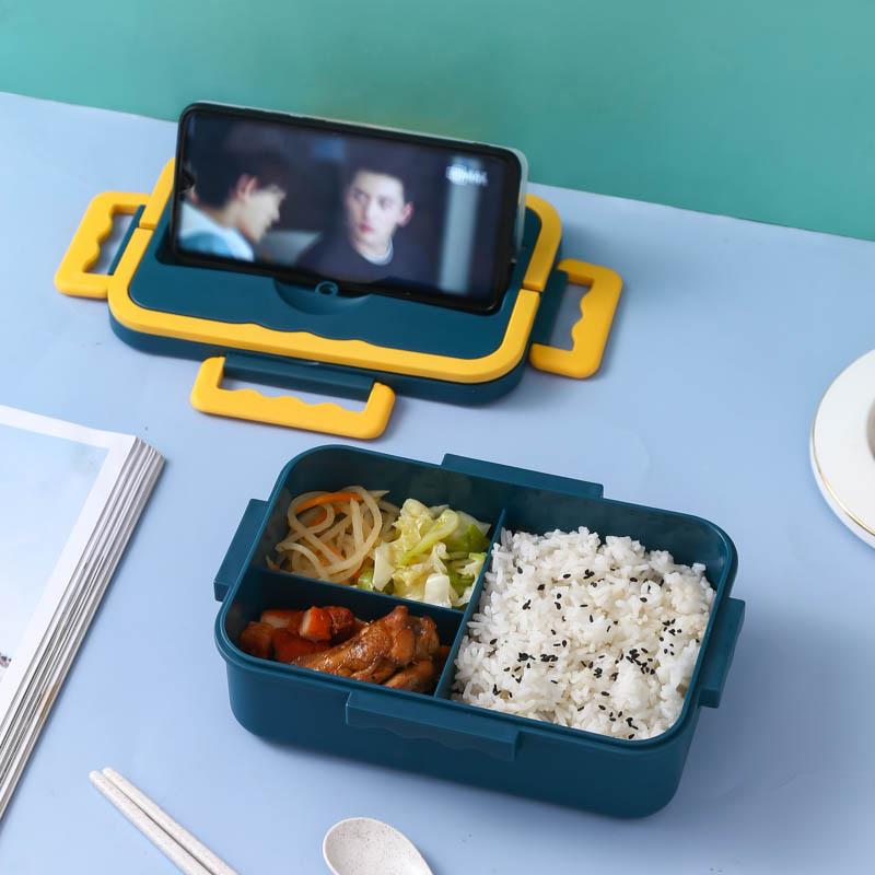 小麦秸秆密封饭盒塑料学生午餐便当盒可微波炉加热简约饭盒定制