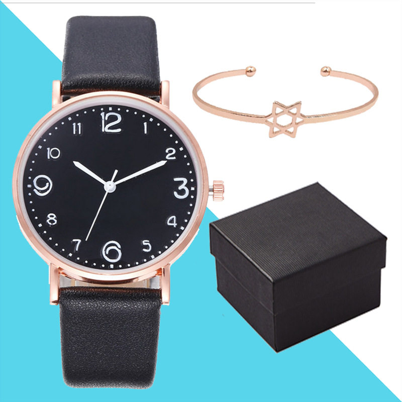 速卖通外贸爆款套装时尚手表欧美热销个性时尚女士皮带手链表