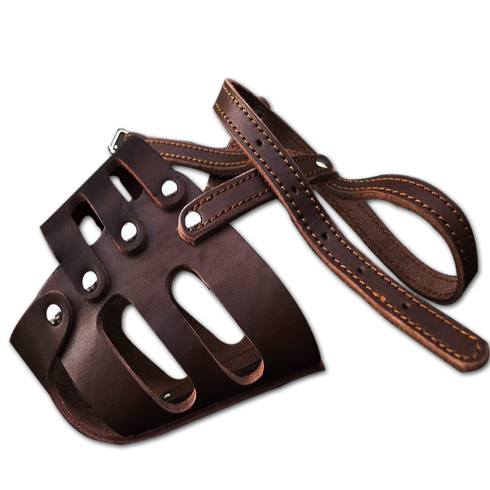 牛皮宠物狗嘴套牛皮大犬防咬嘴罩头层皮防叫防乱吃口罩