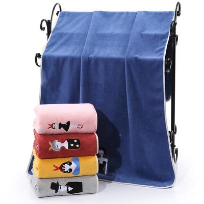 刺绣珊瑚绒包边浴巾加大加厚高密吸水家用成人浴巾毛巾礼品LOGO定