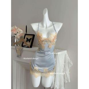 露背睡衣 冰丝修身 云兮学姐·热恋时刻 蕾丝性感绑带睡裙吊带新款