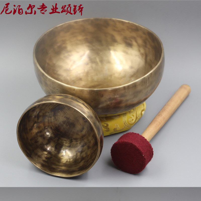 颂钵 尼泊尔手工黄铜SPA理疗音疗钵佛音钵修行铜磬碗摆件