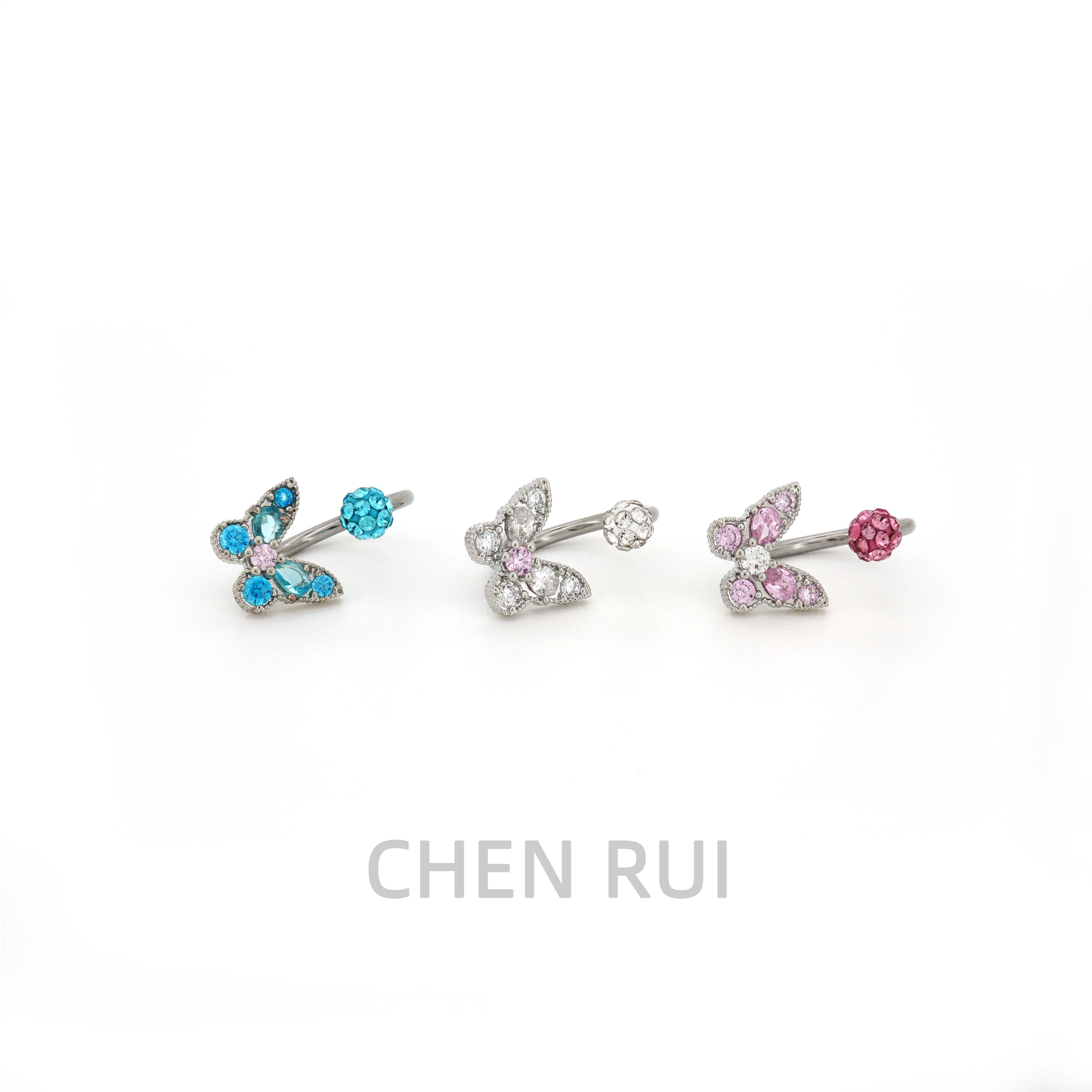 唇环c型钛钢小众亚文化唇钉有洞外螺纹爆闪防过敏饰品养洞钻可爱