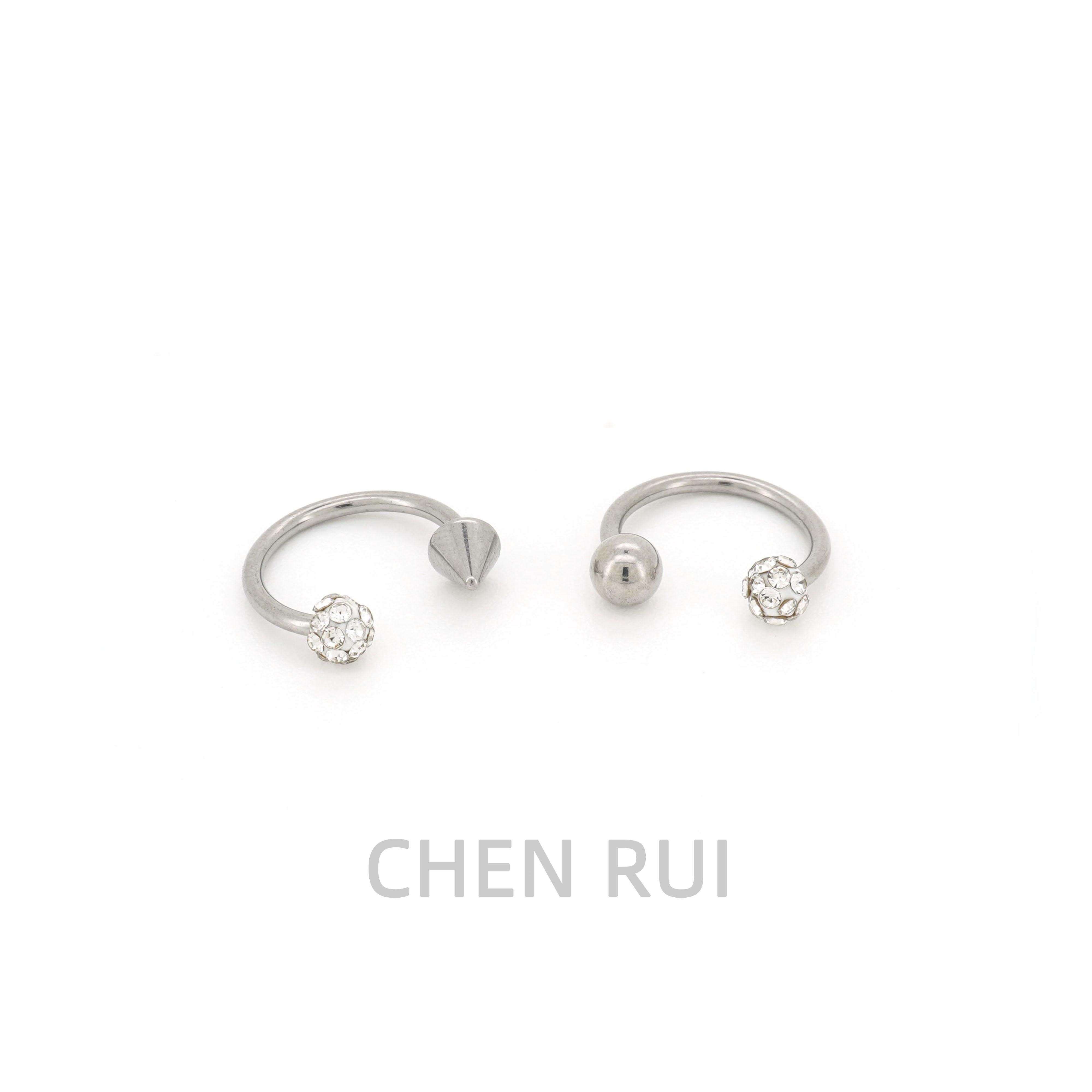 chenrui唇环钉子唇钉c型亚文化钛钢内螺纹耳环一体素圈爆闪饰品