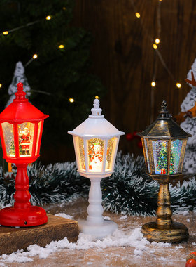 新款圣诞装饰品发光带音乐注水六角台灯小夜灯圣诞创意摆件圣诞节