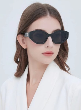 太阳眼镜女时尚潮流2024年新款防紫外线多边形大气复古猫眼墨镜