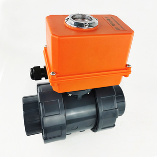 巨良JLQ921F-10U电动UPVC球阀耐酸碱双由令电动塑料胶粘活接球阀