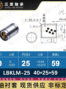 代替LM6-60UU内径直线轴线外钢内置石墨铜套自润滑轴承单双衬加长
