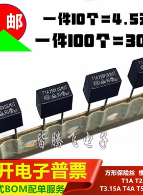 方形保险丝 功德MST T1A T2A T3.15A T4A T5A T6.3A 250V慢熔保险