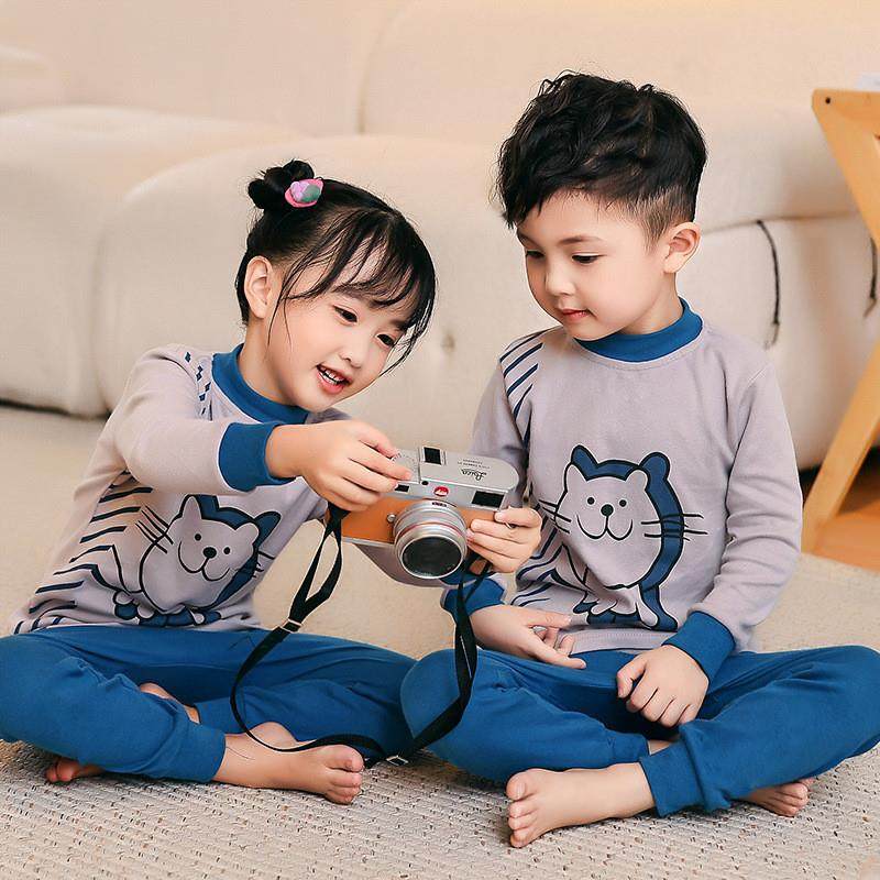 中领儿童棉毛衫纯棉秋衣秋裤保暖全棉小孩打底衫男孩女童内衣套