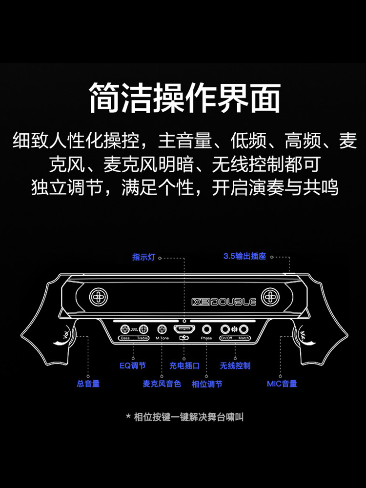 DOUBLEX2无线民谣吉他拾音器免打孔专业木吉他德博演出专用收音器