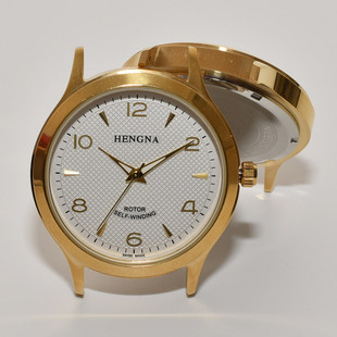 金色全钢表头数字面大表盘男款石英表无日历手表时尚防水手表配件