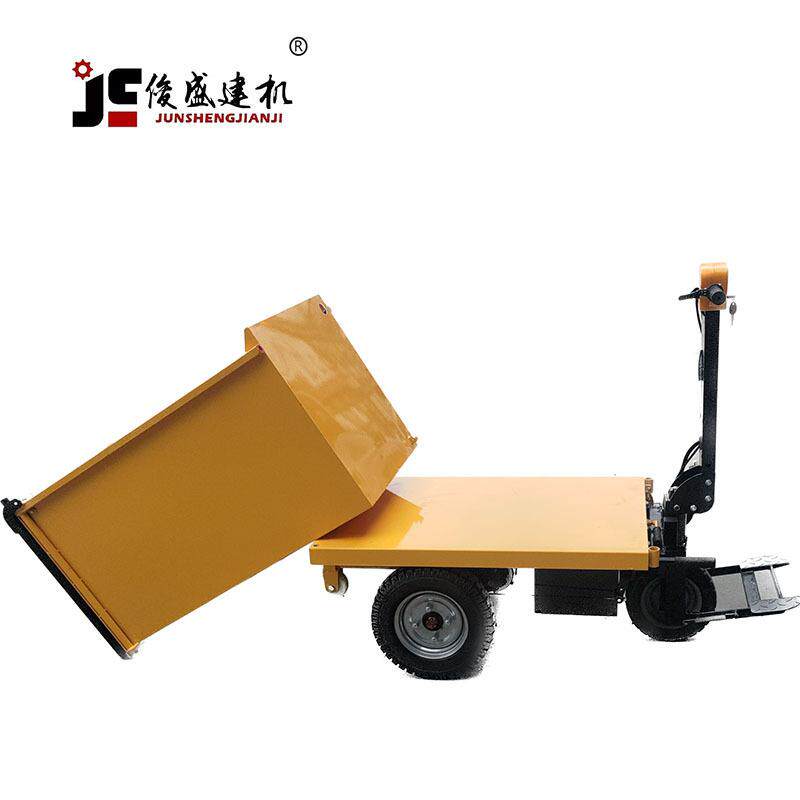 电动自卸手推车全自动平板工地灰斗车养殖翻斗三轮车