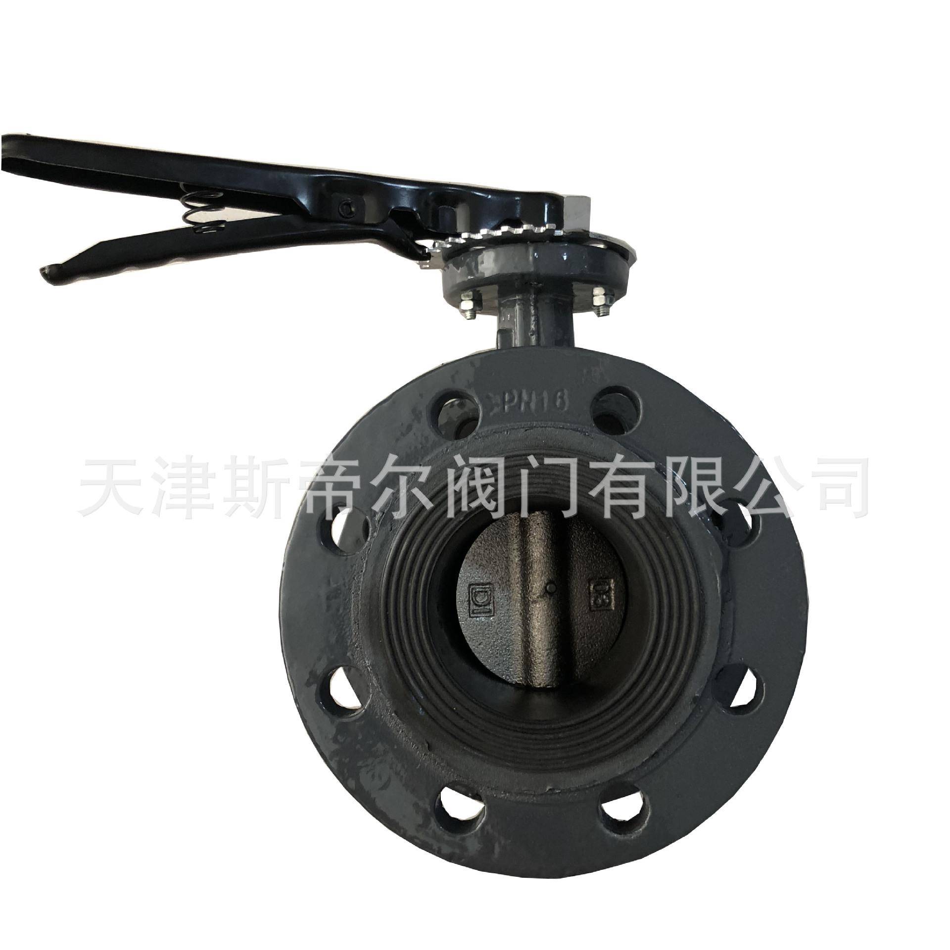 手柄铸钢蝶阀双法兰蝶阀手动涡轮软密封蝶阀厂家天津D41X-16C