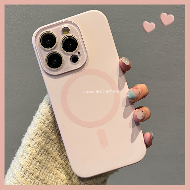 灰粉色磁吸自带水晶镜头膜适用苹果16手机壳新款16promax套iphone16pro防摔15promax硅胶苹果15全包13女14pro