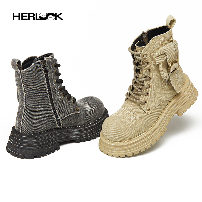 HERLOOK口袋装饰厚底马丁靴