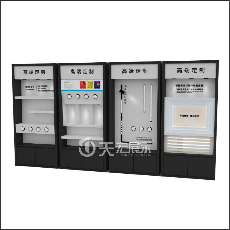 产品展示柜制作多功能门店展厅设计多层实木烤漆亚克力异形货柜台