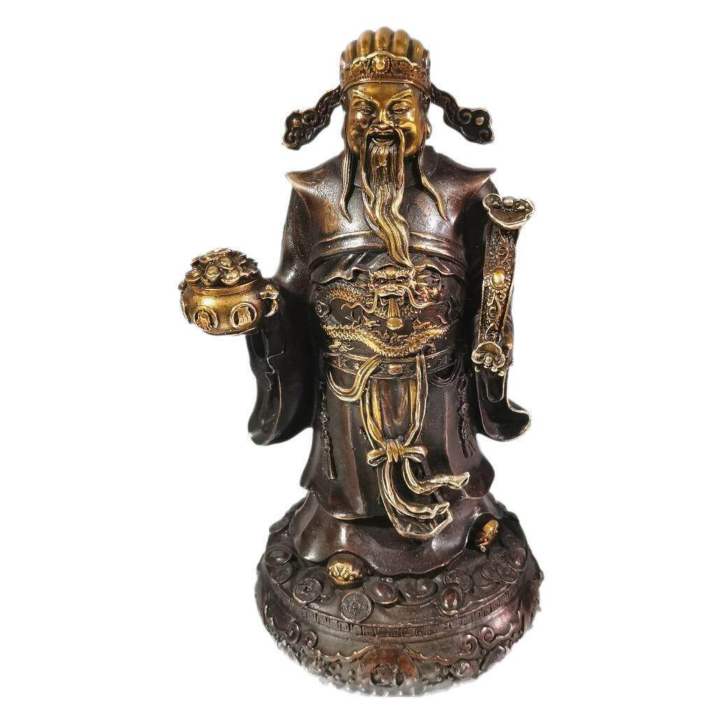 仿老物件老铜古董古玩杂项收藏铜鎏金财神爷摆件仿古铜器