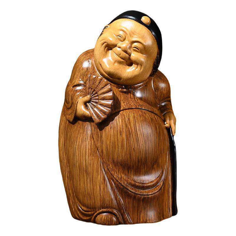 新中式地主婆摆件传统仿木雕工艺品客厅玄关茶室酒柜高档装饰摆设