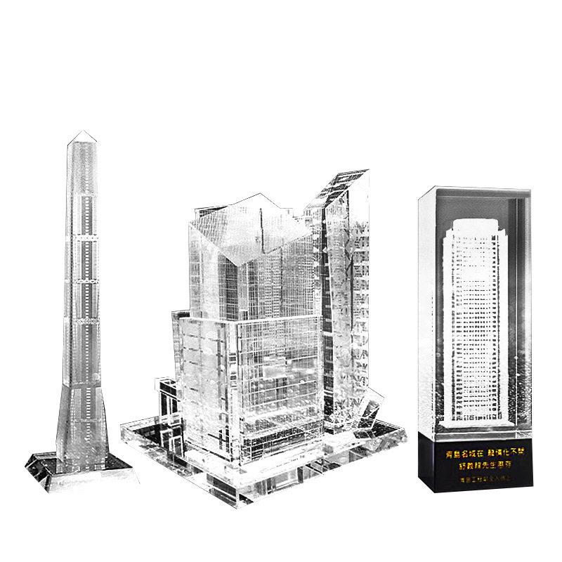 厂家直销3D激光水晶内雕创意模型定制建筑模型摆件酒柜摆件