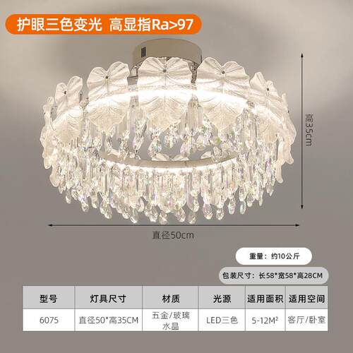 护眼吸顶灯客厅灯现代简约轻奢大气大厅卧室主灯餐厅水晶灯具