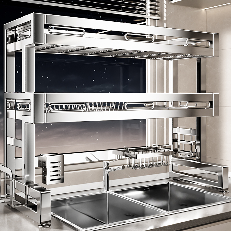 佳帮手304不锈钢厨房水槽置物架洗碗槽多功能碗碟收纳水池放碗盘