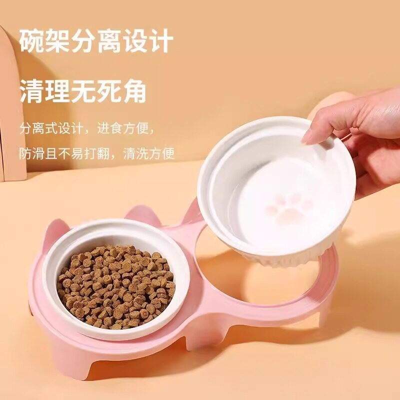 猫碗陶瓷不易打翻猫食盆