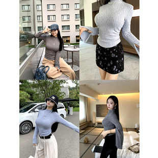 提花长袖 肉装 简约微胖抽褶遮肉弧形摆修身 织纹新镜 上衣 小cherry