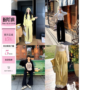 微胖高腰宽松直筒休闲加绒卫裤 垂感懒懒裤 女两色 小cherry 肉装