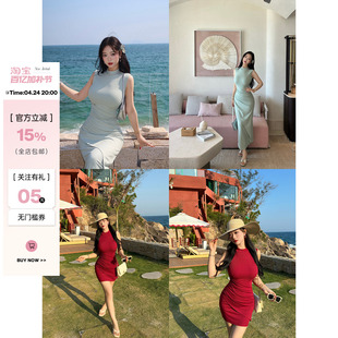 肉装小cherry 致命女人 小立领微胖抽褶遮肉层次感长/短款连衣裙