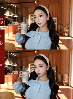 肉装小cherry 少女心事 日系古早兔耳领微胖收腰修身vintage毛衣