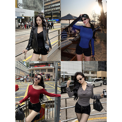 辣妹中腰百搭热裤V腰牛仔短裤