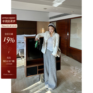 肉装小cherry 豆乳小欧包 菱形格立领棉服女微胖宽松复古翻领外套