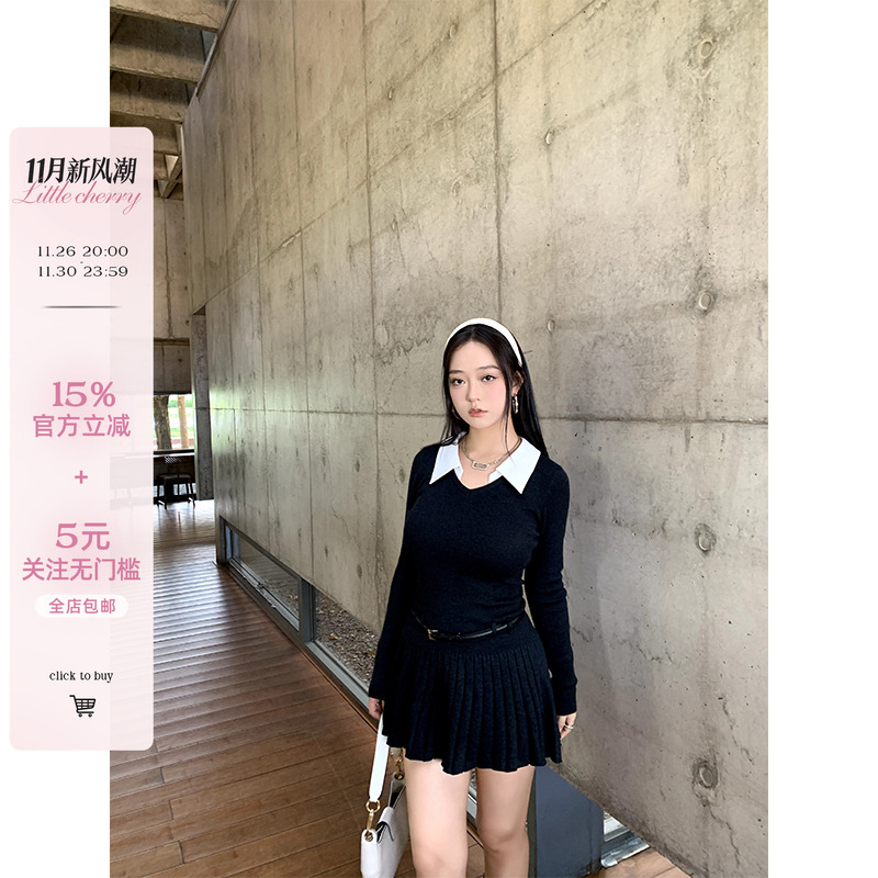 假两件收腰显瘦修身连衣裙配腰带